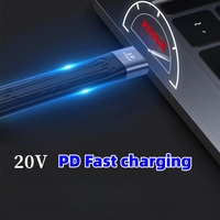 PD 48V 5a 240W 40Gbps 8K USB 4 Tipo C Cable plano Flexible USB4 Tipo-c Datos y cable de carga rápida