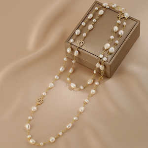 Collier en perles baroques naturelles françaises WENCHI, chaîne longue pour femme, parfumée à la rose, 450g, élégant accessoire à porter une fois - Product Image 4