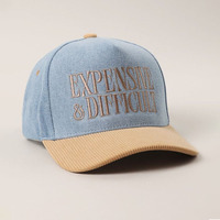 Gorra de Béisbol de 5 Paneles de Mezclilla de Alta Calidad, con Logotipo Bordado Personalizado, Visera Curva, Estilo Deportivo, para Clubes de Fans