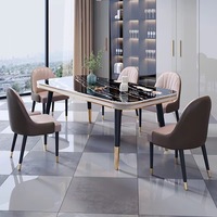 Nouvelle table à manger de luxe légère avec chaises, combinaison moderne et simple, rectangulaire, haut de gamme, multifonctionnelle