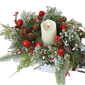 2025 New Shimmer Star Handmade Wooden Christmas <b>Wreath</b> Decorations Berry Pine Cone Pine Needle Accessories PVC Candle Holder - Product Image 4