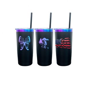 Vaso Personalizado con Logotipo, Degradado, de Acero Inoxidable de 20 oz, Azul y Morado, con Tapa y Pajita - Product Image 1