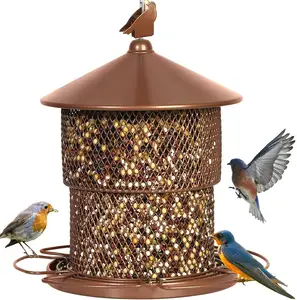 Alimentatori per tubi a maglie grandi appesi decorazione perfetta del giardino mangiatoia per uccelli selvatici in metallo per attirare gli uccelli