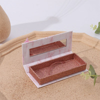 Boîtes en carton rectangulaires de petite taille avec miroir pour cils entiers, impression de marque privée, logo, ruban, nœud, boîtes cadeaux pour cils