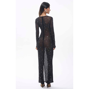 Robe maxi en maille cristal Sasso noire - Product Image 1
