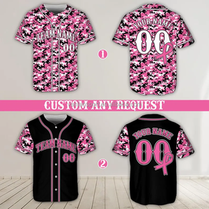 Nome e numero personalizzato del cancro al seno maglia da Baseball supporto personalizzato squadra nastro <span class=keywords><strong>rosa</strong></span> maglia da guerriero al seno - Product Image 4