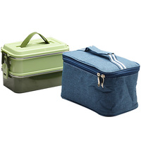304 Edelstahl Dreifach Unterteilte Rechteckige 800ml Lunchbox mit Kunststoffdeckel Mikrowellengeeignet Anti-Überlauf Versiegelte Kantine