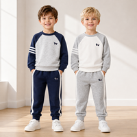 Ensemble de survêtement décontracté 2 pièces pour garçons, printemps-automne 2026, brodé, sweat-shirt et pantalon de jogging en mélange de coton, vente en gros