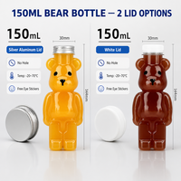 Bouteilles PET vides en forme d'ours pour jus, lait et thé, avec bouchons à vis en aluminium, bouteille en forme d'ours pour thé au lait et miel, 300 ml, 500 ml avec couvercle