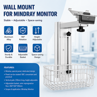 Support mural robuste pour moniteur médical, en aluminium, réglable, avec panier pour moniteur patient Mindray