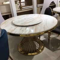 Table basse ronde moderne avec base en acier inoxydable doré, plateau en verre marbré, résistante à la corrosion, meubles de salon pour hôtels