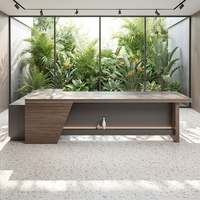 Escritorio Ejecutivo de Oficina Moderno y Lujoso Personalizado, Diseño de Esquina para Gerentes con Panel de Madera