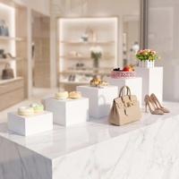 Juego de 5 Soportes de Acrílico Blanco con Base Hueca para Buffet, Exhibidores de Postres y Pasteles para Decoración de Mesa de Buffet para Fiestas