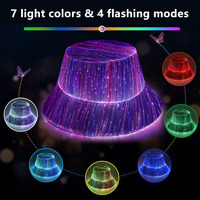 Cappello a Secchiello con Fibra Ottica LED Luminoso Cambia Colore Ricaricabile per Festival Rave Feste Passeggiate Notturne Unisex