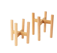 Vente en gros Support de plante en bois de bambou du milieu du siècle Surface intérieure/extérieure réglable en noyer pour pots de fleurs de jardin