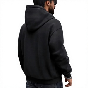 Sudadera con Capucha Negra para Hombre, Corte Regular, Color Sólido, Algodón French Terry, Informal, con Bolsillo Delantero, para Otoño, Beazer Sports, 300g, Estampado Puff - Product Image 3