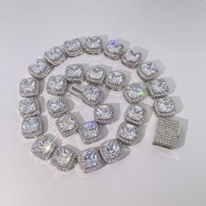 สร้อยคอเทนนิสเงินประดับเพชรคิวบิกเซอร์โคเนียเม็ดใหญ่จากเทียนหยู เจ็มส์ เครื่องประดับฮิปฮอปสุดเทรนดี้ - Product Image 1