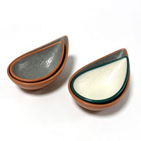 HCMA hucheng Plats à sauce soja en mélamine robuste, bicolores vert et blanc, design personnalisé, polis, compatibles lave-vaisselle