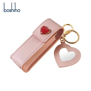 PU Leather Heart Lipstick Bag Women Keychain Pendant High-Value Small Gift Customizable Logo - Product Image 1