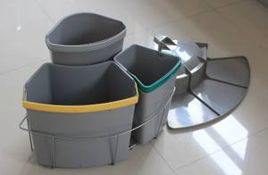 Nouvelle poubelle d'armoire en <span class=keywords><strong>plastique</strong></span> en forme d'éventail et rotative cachée multi-seau Classification ensemble de poubelles de cuisine pour la cuisine - Product Image 6