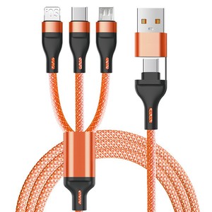 Cable de Carga Rápida de 100W 2-en-3, Cable de Datos con Trenzado de Nailon Tipo-C para Android y Apple, 6A de Alta Corriente, 1M de Longitud, para Teléfono Móvil - Product Image 2