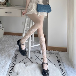 Ultra Thin Venus Jacquard White Stockings 0D Transparent Floral Pattern Women's Slimming Lolita Style Stockings - Product Image 4