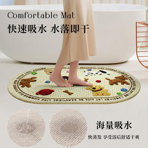 Alfombra de Baño Ovalada de Poliéster con Patrón Geométrico Antideslizante para Uso Doméstico - Product Image 3