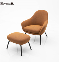 Skymax Chaise Longue Chaise avec Pouf en Acier et en Bois Chaise de Conférence pour Invités Chaise Longue pour Salon