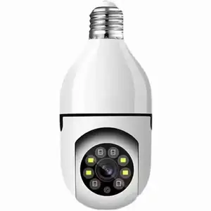 كاميرا أمان عالية الدقة لاسلكية صغيرة للمنزل الذكي Ip Pan إمالة شبكة لمبة إضاءة درجة Wifi مع تتبع بشري
