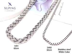 TTM XuPing 펑크 쥬얼리 와이드 체인 팔찌 버클 실버 스테인레스 스틸 남성 체인 목걸이 - Product Image 6