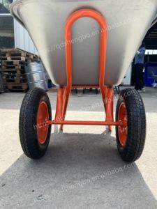 Carretilla de ruedas de jardín WB6417, bandeja galvanizada, carretilla de metal resistente para jardín doméstico, Carretilla con 75 litros - Product Image 2