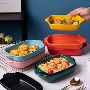 Bandeja de cerámica para hornear en el hogar, plato para arroz y queso, vajilla de plata, tazón de arroz, plato para fruta, <span class=keywords><strong>horno</strong></span> <span class=keywords><strong>microondas</strong></span> de China - Product Image 1