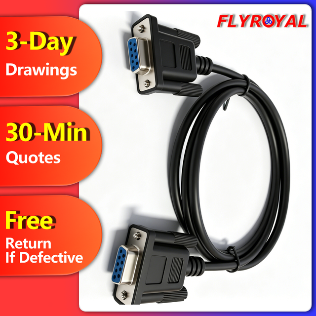 DB9 Female to Female Serial Cable 9Pin D-SUB RS232 Cord Cable Assembly for Industrial PLC CNC Equipment