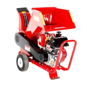 Hydraulic 12Hp Electric Start Mobile Diesel Wood Chipper Shredder Small Chipper Making Machine