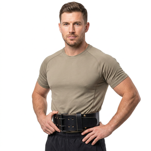 Ceinture de fitness en cuir noir personnalisable QASWA SPORTS, respirante, réglable, protection professionnelle, logo personnalisé, salle de sport - Product Image 1