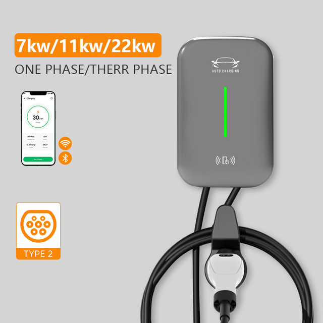 New Level 2 32A 7KW AC Smart Wallbox EV Home Charger Station