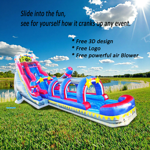 Trung Quốc Thương mại sân sau trẻ em công viên nước làn đường duy nhất màu đỏ màu xanh sóng <span class=keywords><strong>Slide</strong></span> trượt nước <span class=keywords><strong>Inflatable</strong></span> với hồ bơi để bán - Product Image 6