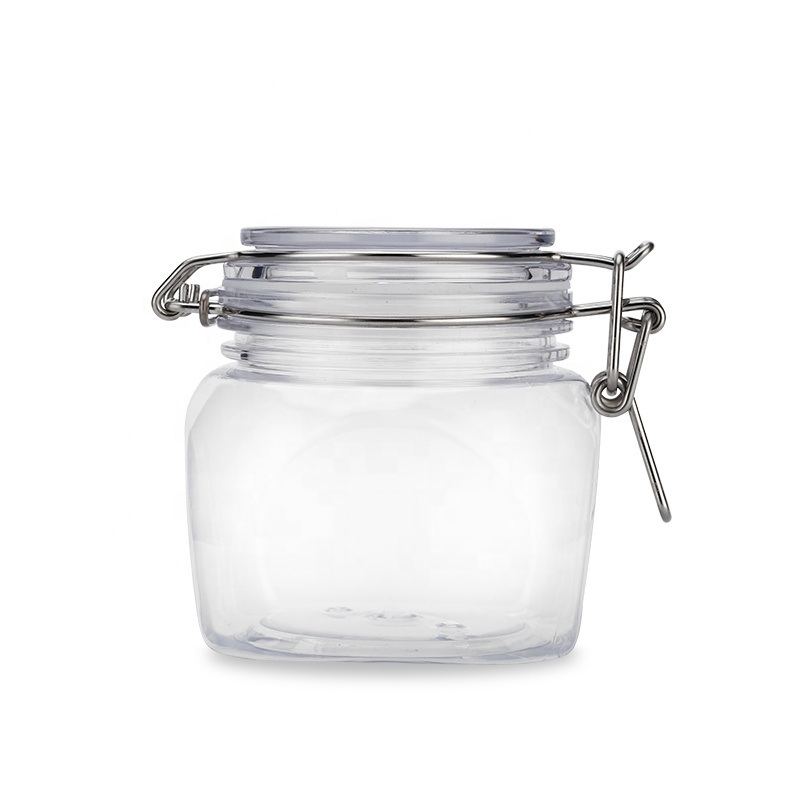 Spice Jars Plastic Bottles Food Pet Plastic Jar With Lock Hinged Clip Sealing Pet Spice Jars Plastic Bottles Customized