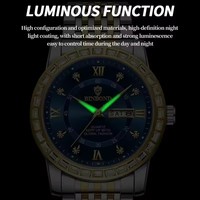 Reloj de Pulsera Binbond 2202 B2202 para Hombre, con Manecillas Luminosas, Fecha, Día de la Semana, Diseño Ejecutivo, Acero Inoxidable, Lujoso, Resistente al Agua, Cuarzo
