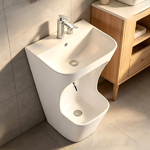 Lavabo de salle de bain sur pied, avec robinet monotrou, rectangulaire, pour ablutions musulmanes (<span class=keywords><strong>Wuzu</strong></span>), idéal pour la maison et l'appartement, pour le lavage des mains et des pieds - Product Image 5