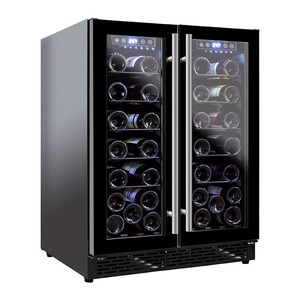 40 Bottles Built-In Led Light Wine Fridge Cabinet Dual Zone Cellar Cooler With Wooden Shelves Wine Fridge Cabinet - Product Image 1