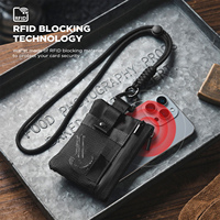 Portefeuille de voyage anti-RFID en nylon, porte-cartes avec fenêtre d'identification et poches zippées, logo personnalisé