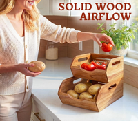 Meilleures ventes : Bacs de rangement empilables en bois durables, organiseurs de garde-manger en bois pour le stockage des fruits, légumes, pommes de terre et oignons