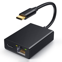TUTI Hub USB 2 en 1 con Puerto LAN RJ45 100/1000Mbps, Carga PD 100W, Tarjeta de Red Gigabit 1000Mbps para Chromecast con Google TV