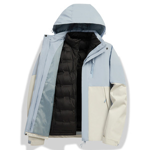 Chaqueta 3 en 1 para mujer, para exteriores, con forro de plumón desmontable, a prueba de viento, impermeable, acolchada y transpirable, para actividades de team building y trabajo. - Product Image 1