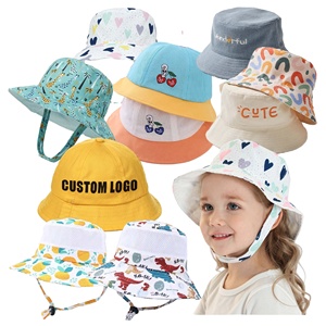 Casquette de pêche réversible en tissu recyclé avec logo personnalisé imprimé, pour enfants, bébés, plage, été, vente en gros - Product Image 1