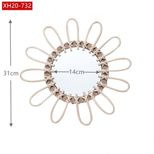 Round Wicker <b>Mirror</b> Handmade Wall <b>Hanging</b> Decor For Living Room Entryway Home Decoration - Product Image 3