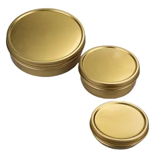 Boîtes de caviar rondes de qualité alimentaire en or de 250g avec couvercle hermétique impression personnalisation couleurs logo pour emballage alimentaire en étain