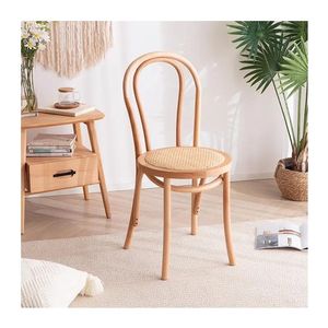 High Back Hotel Restaurant Furniture Solid Rattan <b>Bent</b> <b>Wood</b> Dining <b>Chair</b> for Kitchen Room - Product Image 2