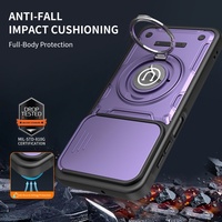 Nouvelle coque de téléphone portable antichoc en TPU et PC avec anneau magnétique invisible et fenêtre coulissante multicolore pour ZTE A56